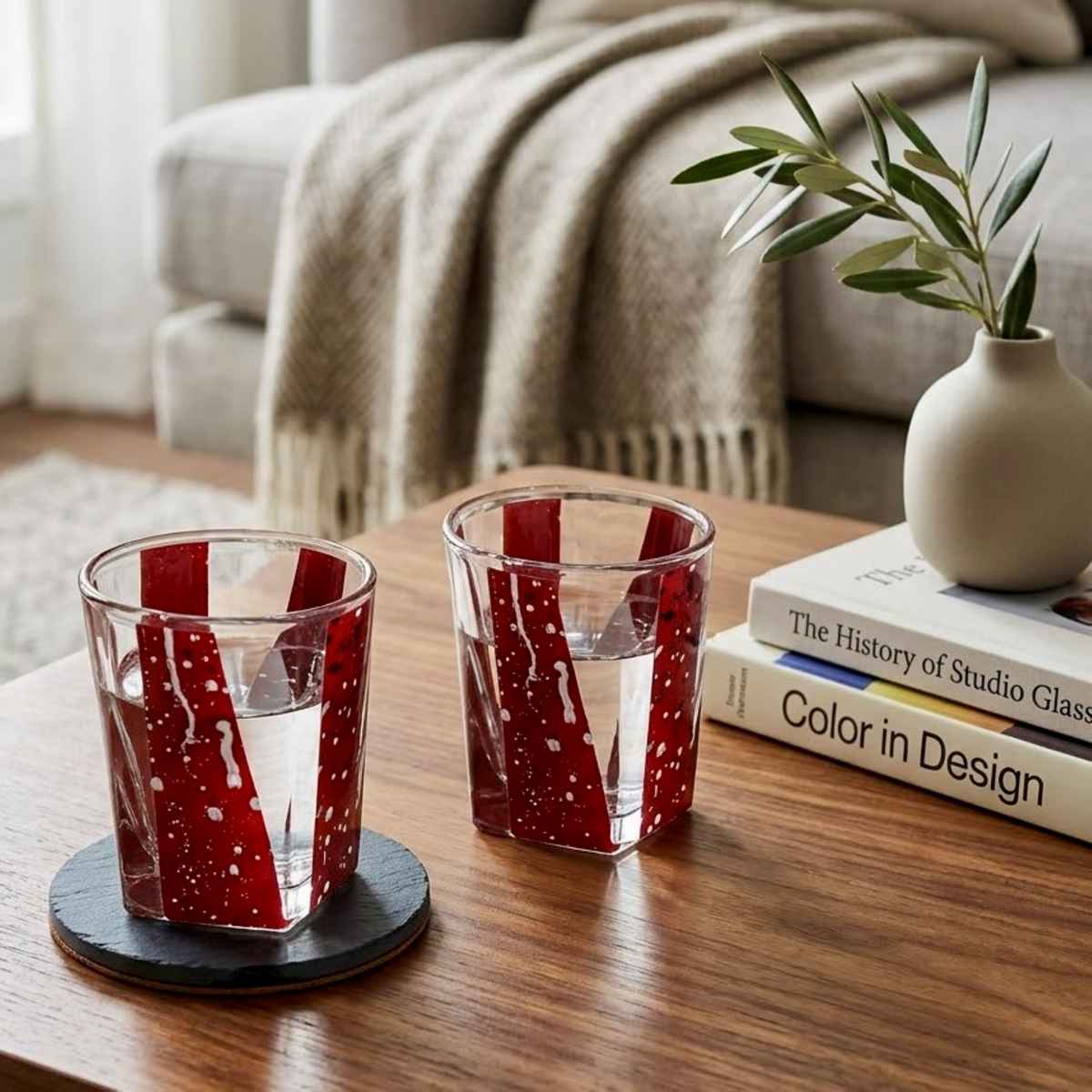 Maroon Speckled Rock Glass