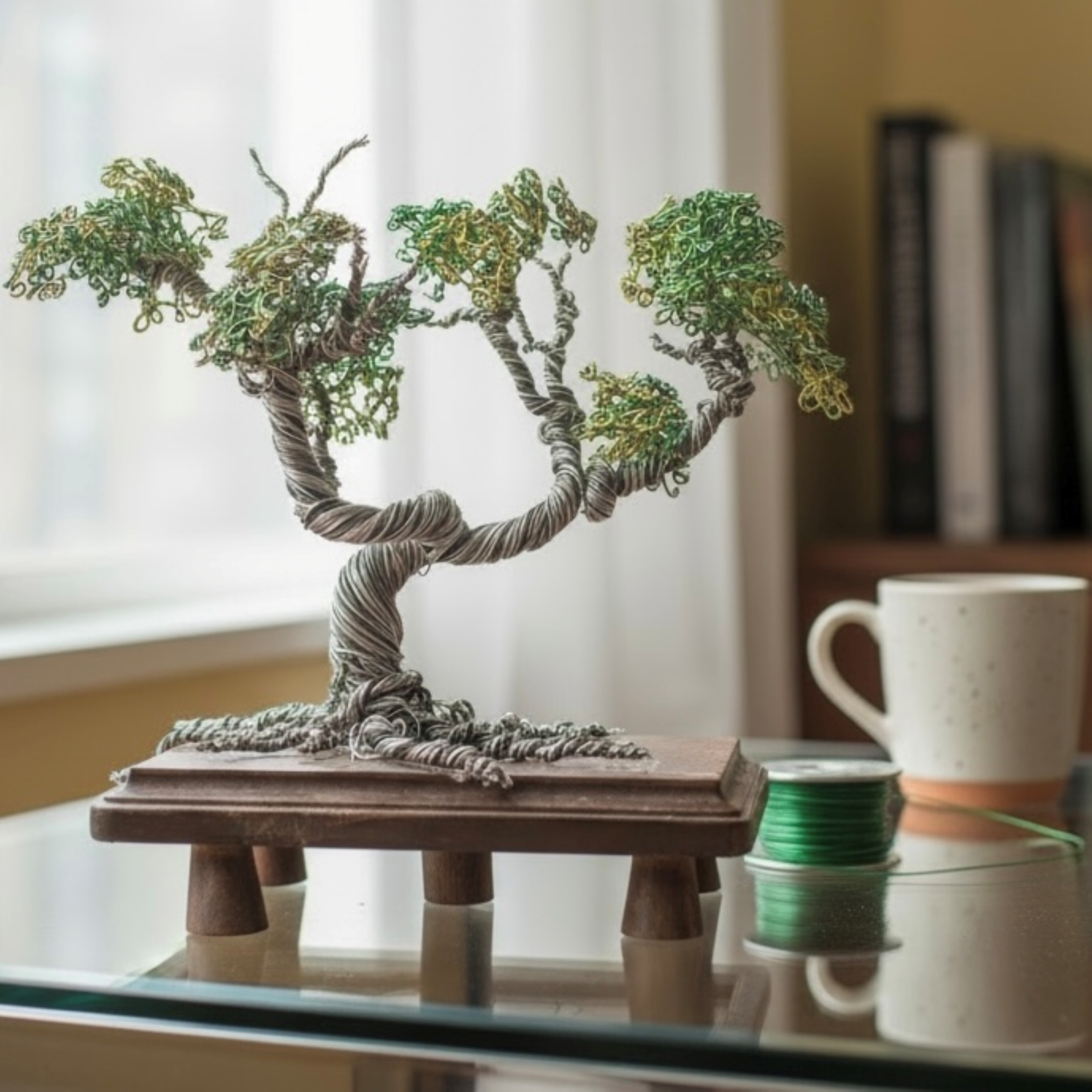 Metallic Tranquility — Wire Bonsai Sculpture (2024)