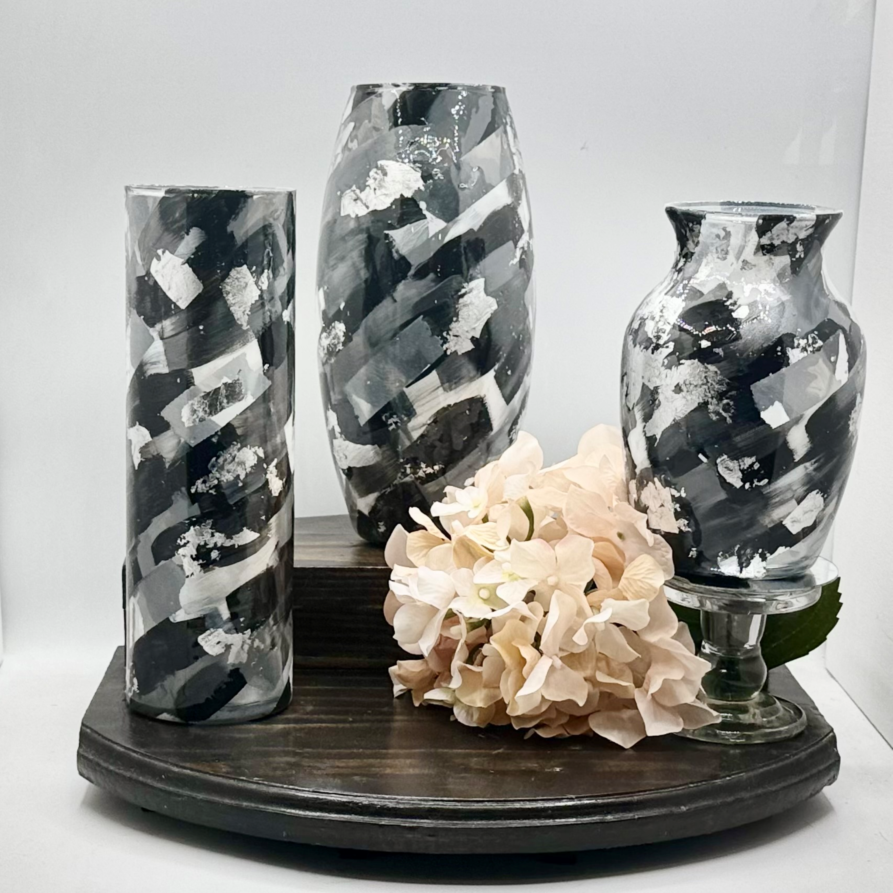 Midnight Brushstroke Glass Vase Collection