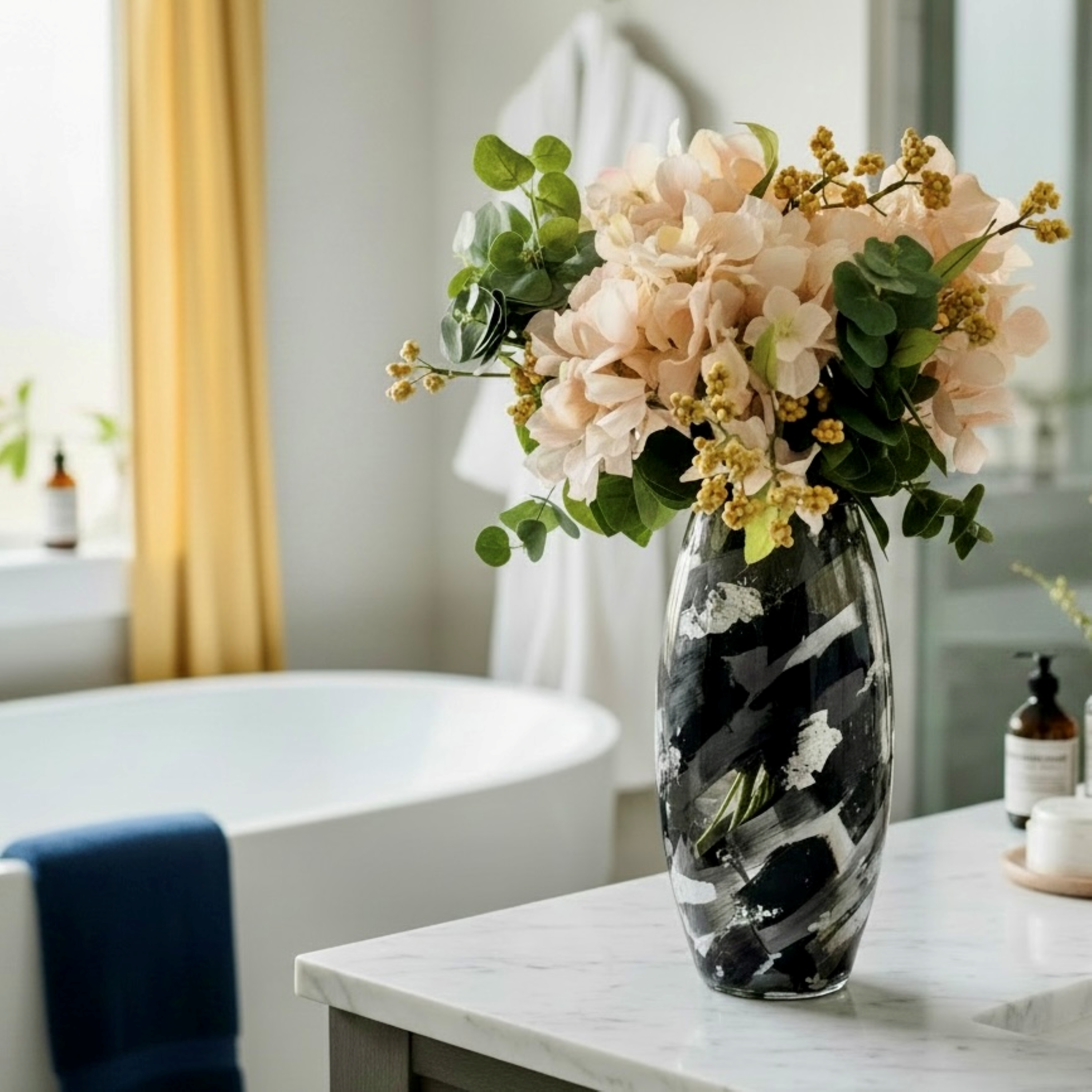 Midnight Brushstroke Glass Vase Collection