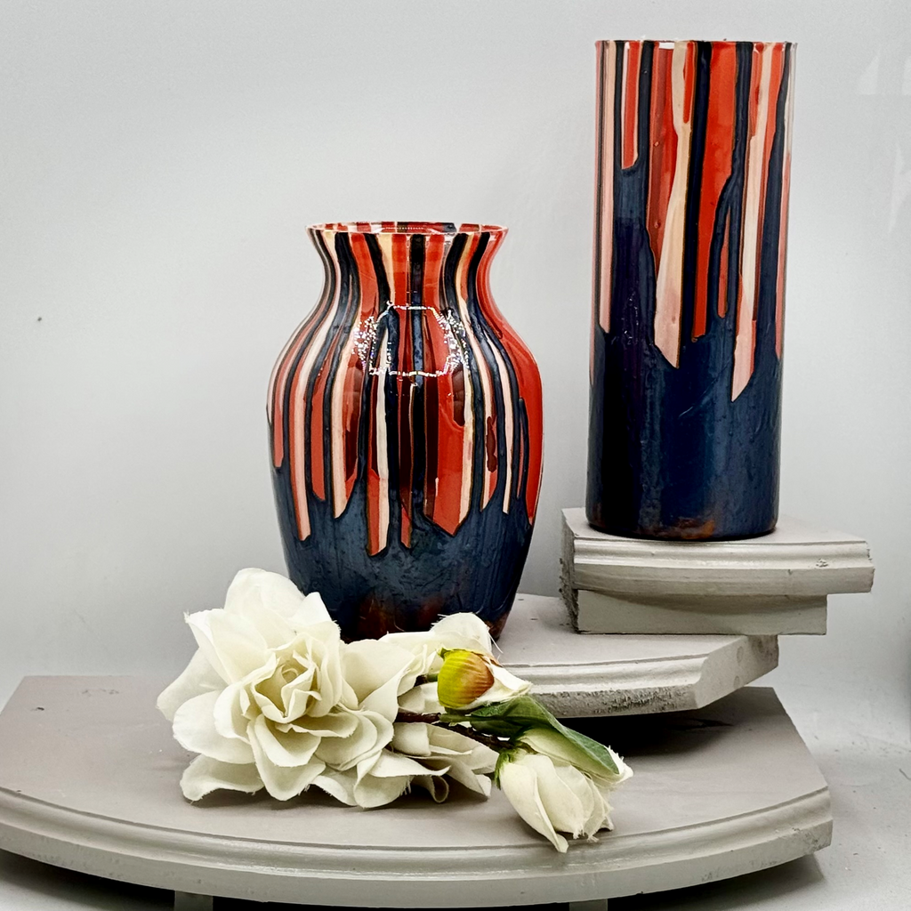 Midnight Cascade Glass Vase Collection