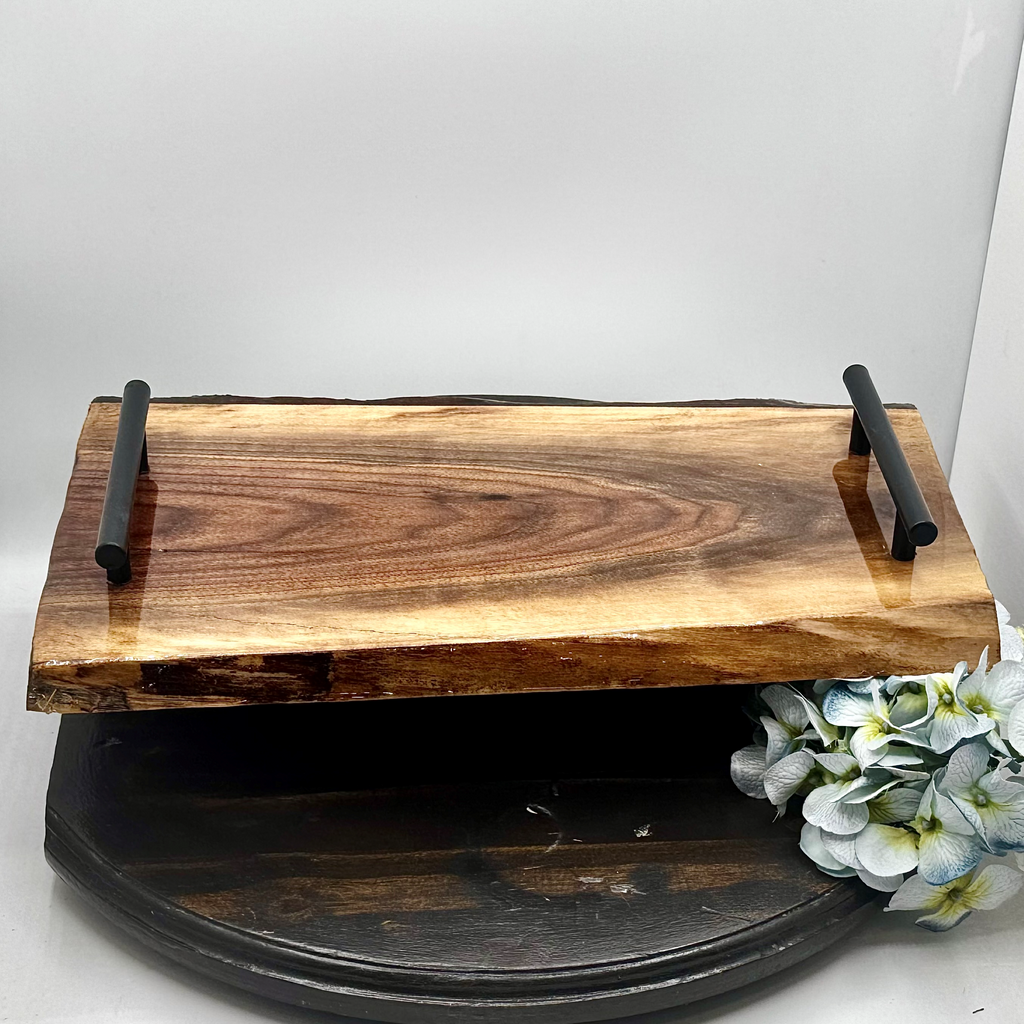 Midnight Live Edge Wooden Tray