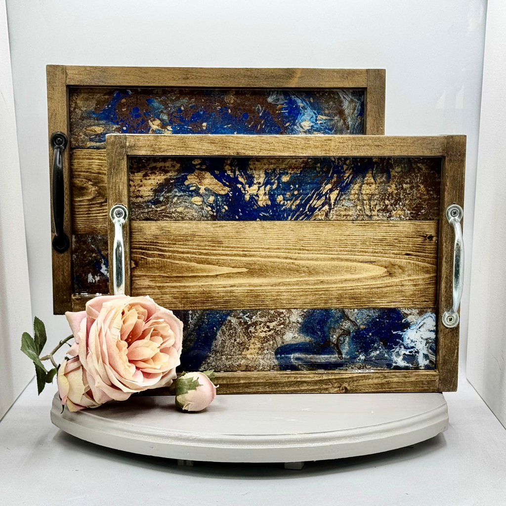 Midnight Marble Wooden Tray Collection