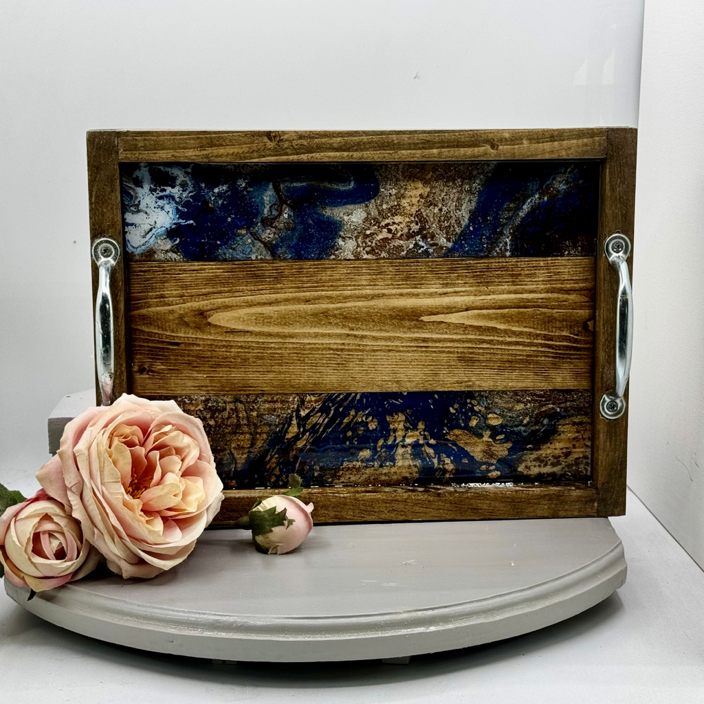 Midnight Marble Wooden Tray Collection