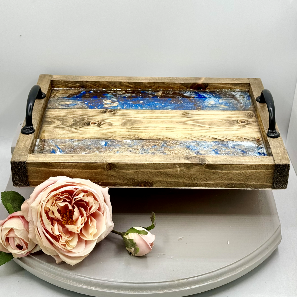 Midnight Marble Wooden Tray Collection
