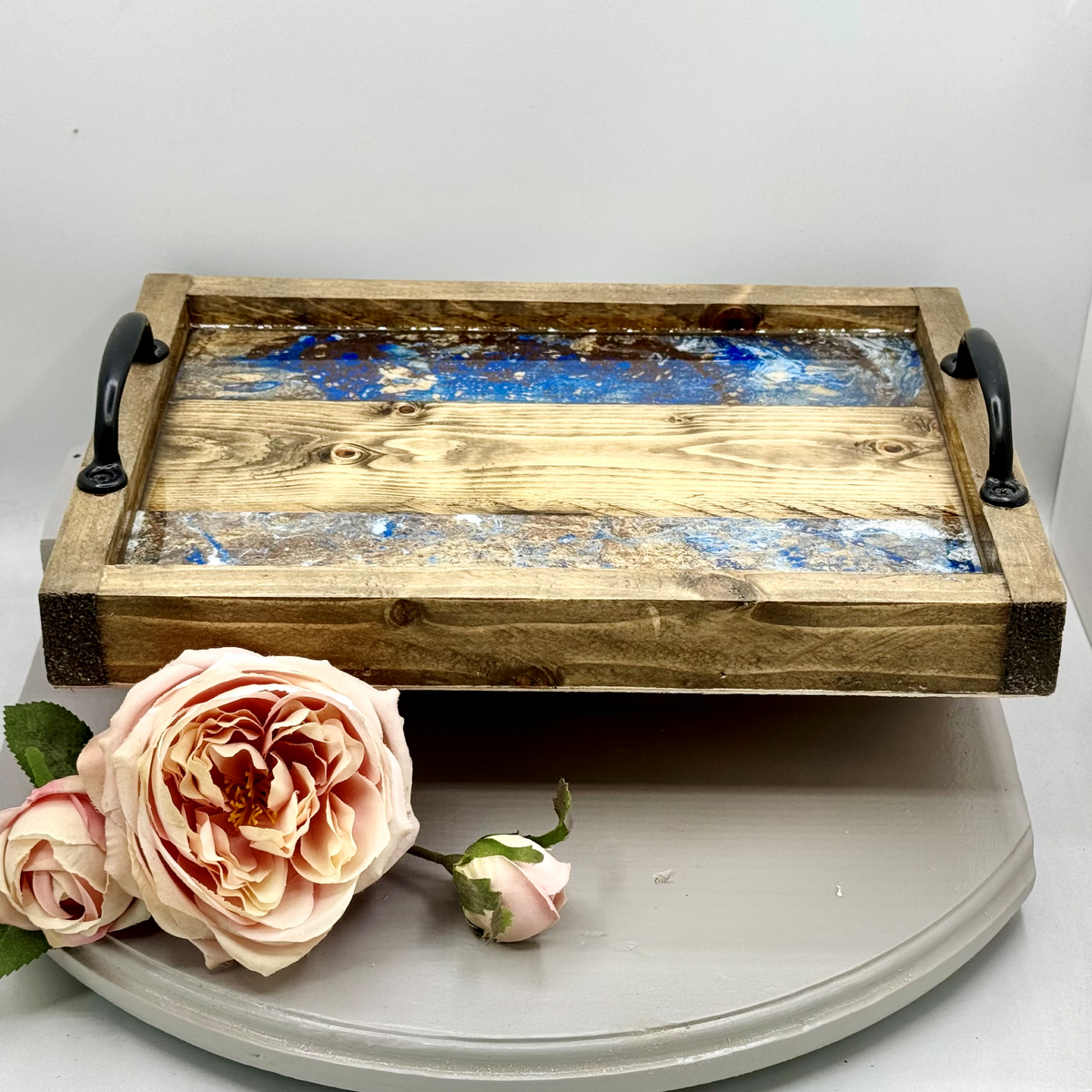 Midnight Marble Wooden Tray Collection