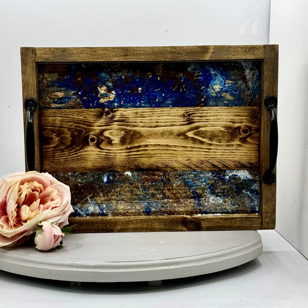 Midnight Marble Wooden Tray Collection