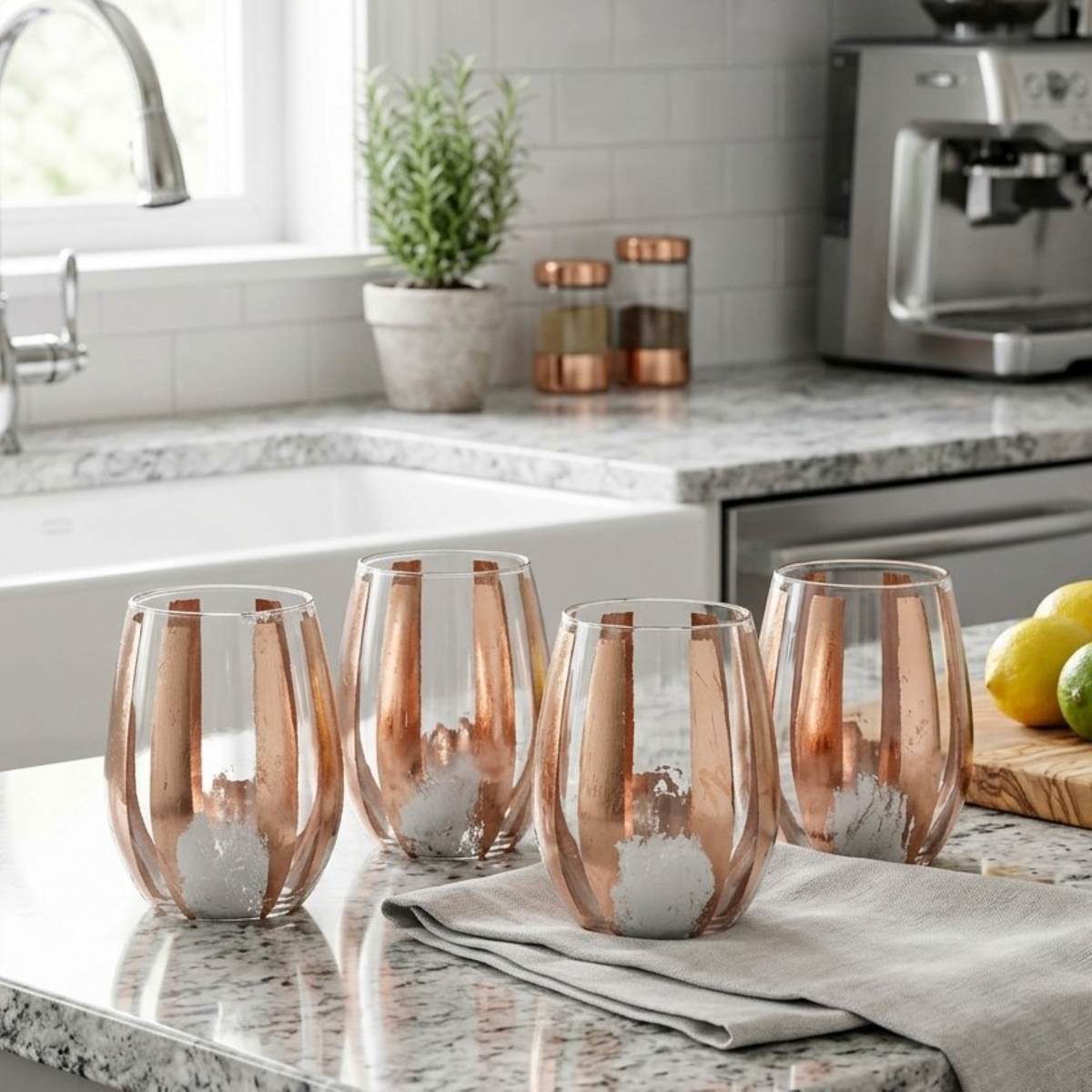 Mixed-Metal Stemless Wine Glass