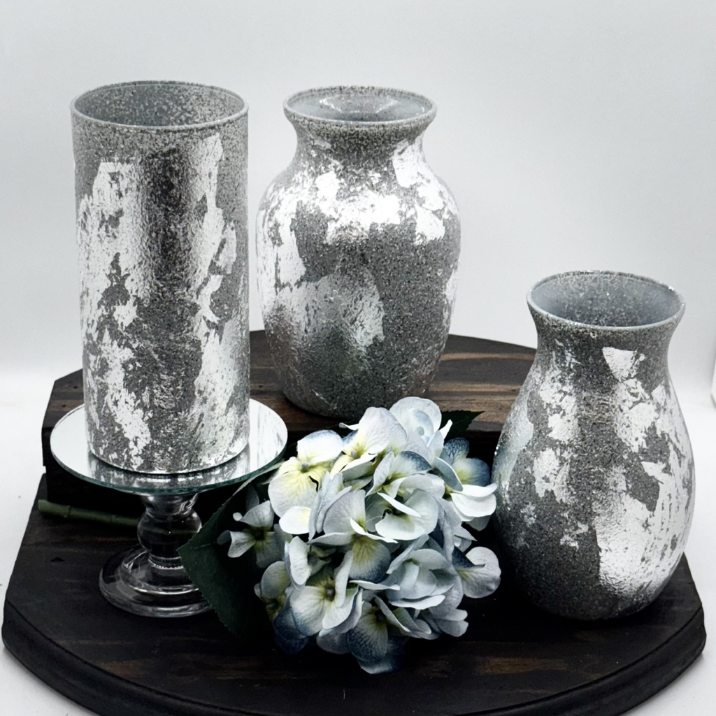Moonlit Metal Glass Vase Collection