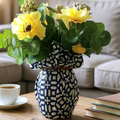 Navy Lattice Glass Vase