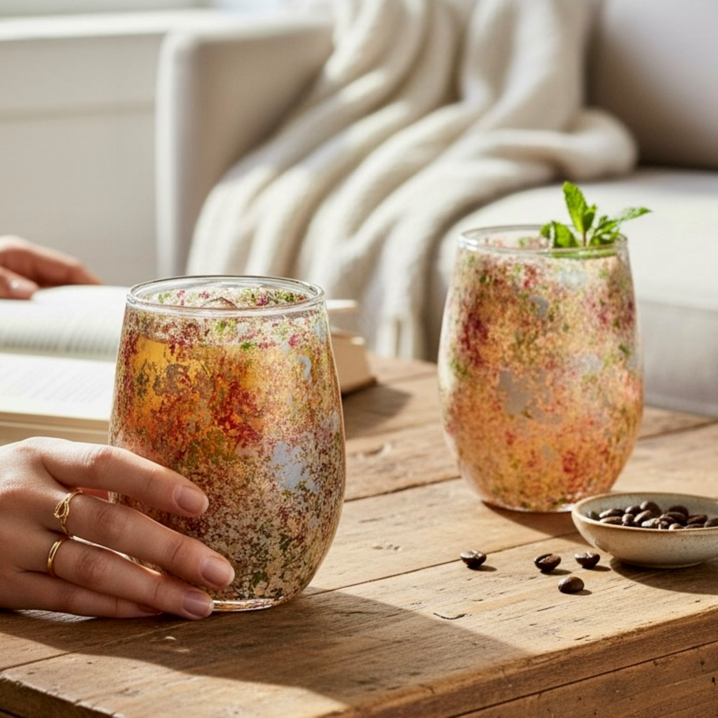 Painted Stone Stemless Wine Glass