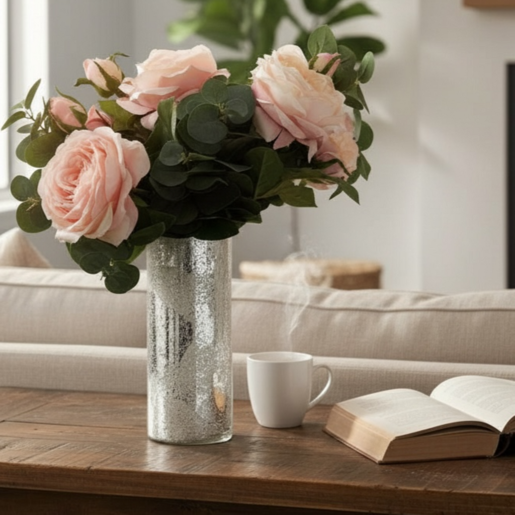 Sculpted Silver Glass Vase Collection