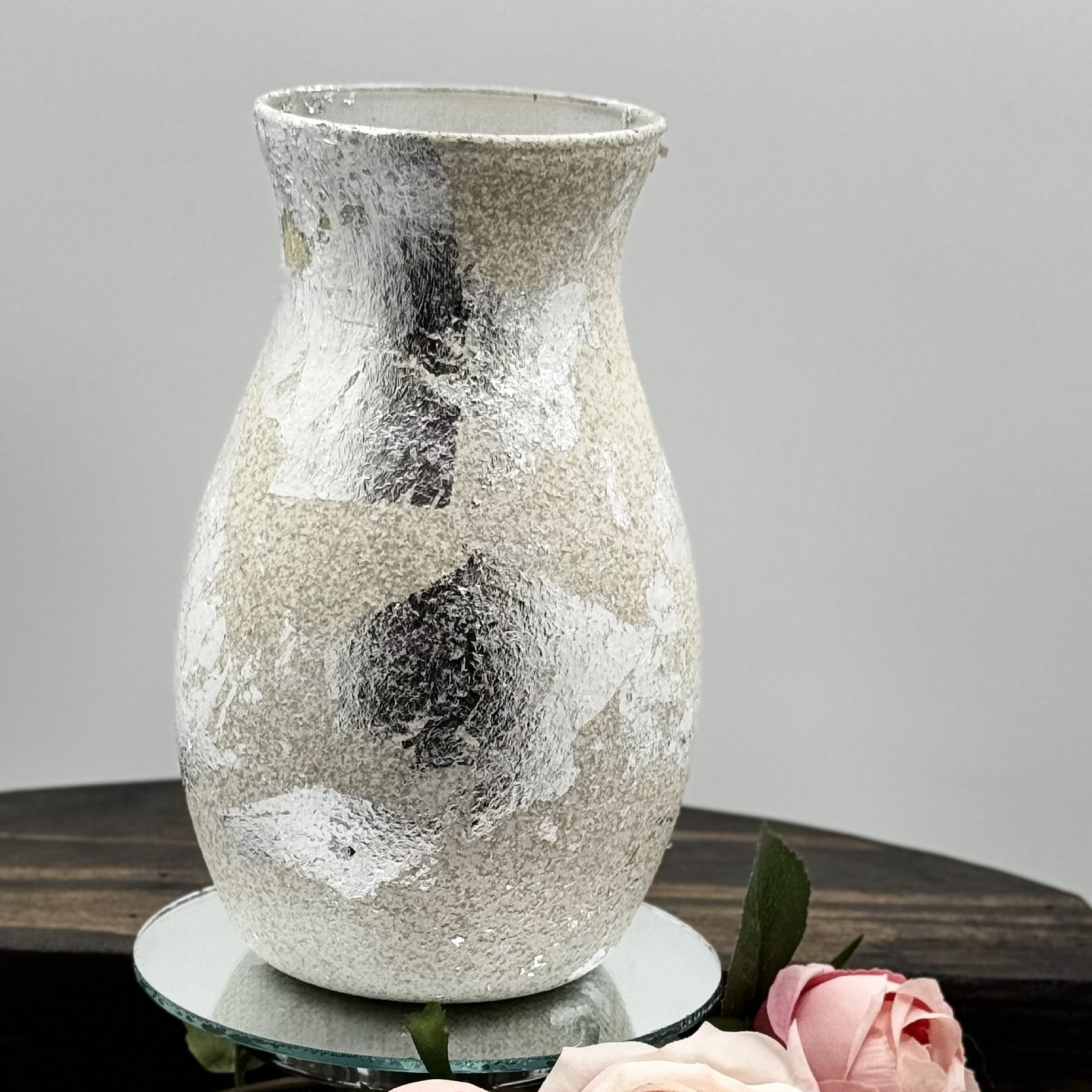 Sculpted Silver Glass Vase Collection
