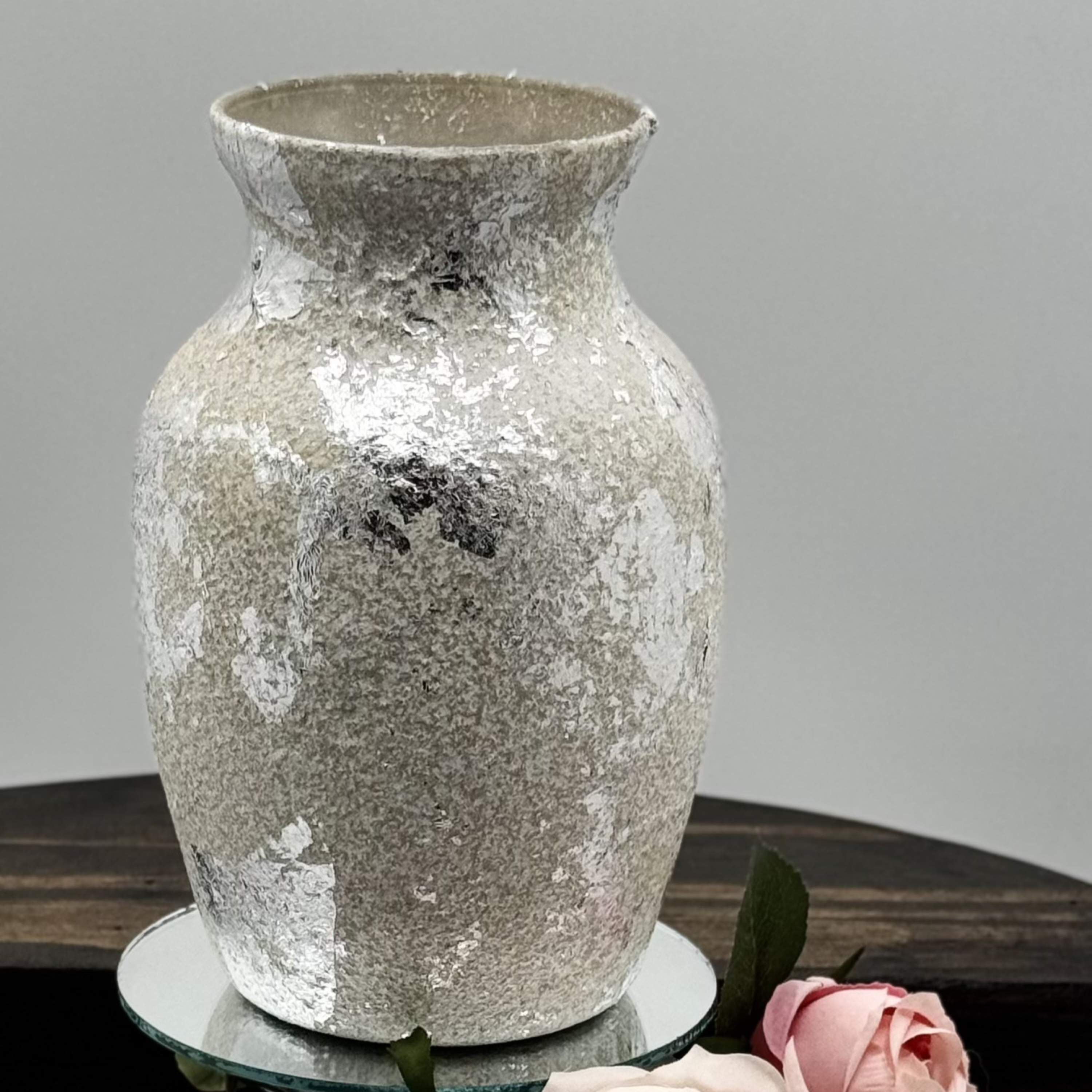 Sculpted Silver Glass Vase Collection