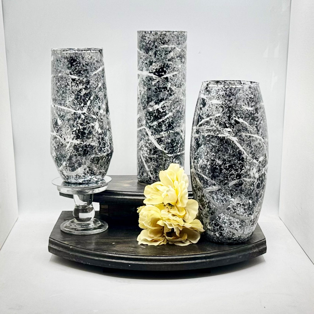 Shadowed Swirl Glass Vase Collection