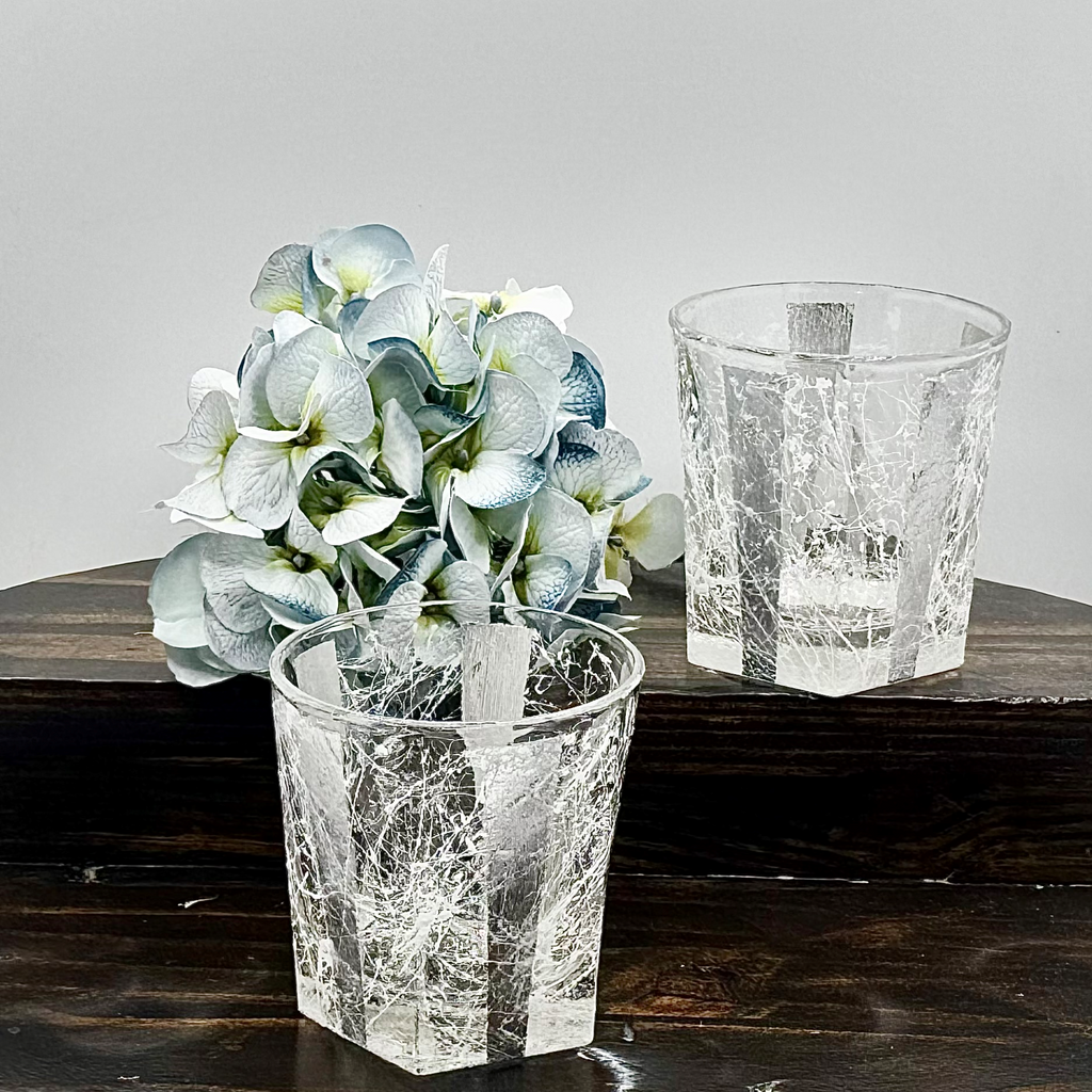 Silver Crackled Rock Glass