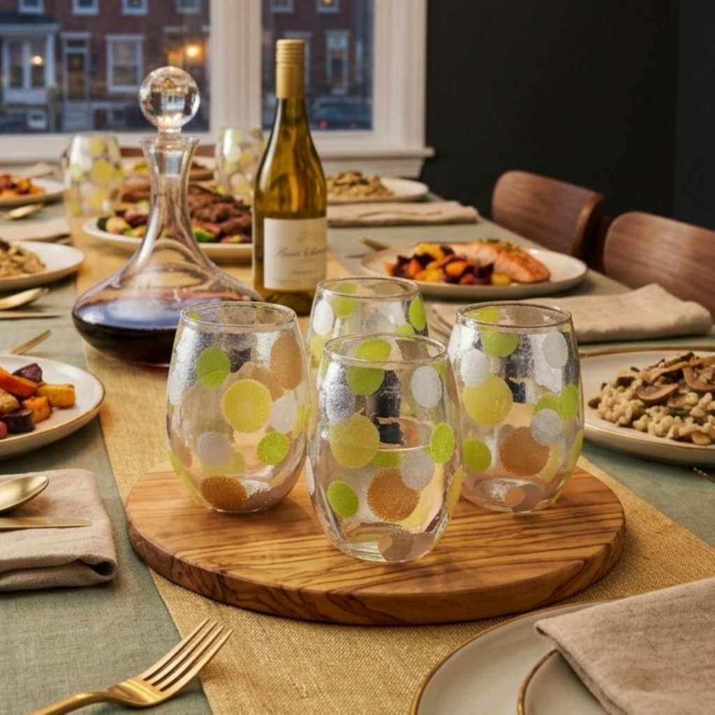 Silver Citrus Stemless Wine Glass