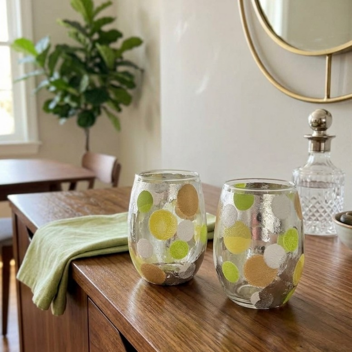 Silver Citrus Stemless Wine Glass