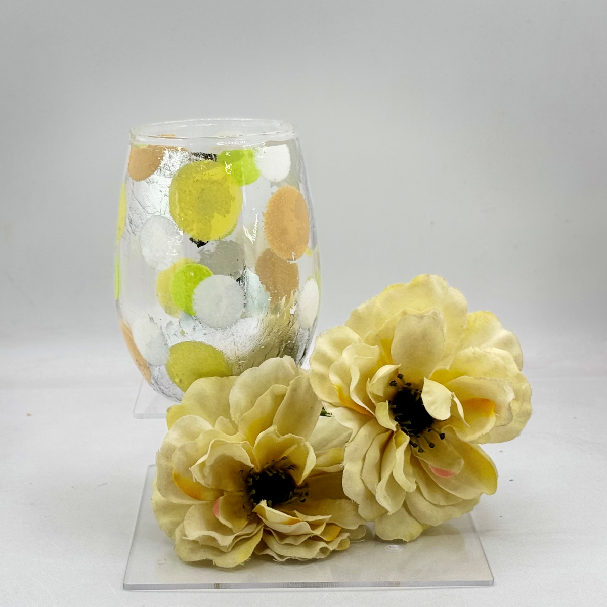 Silver Citrus Stemless Wine Glass