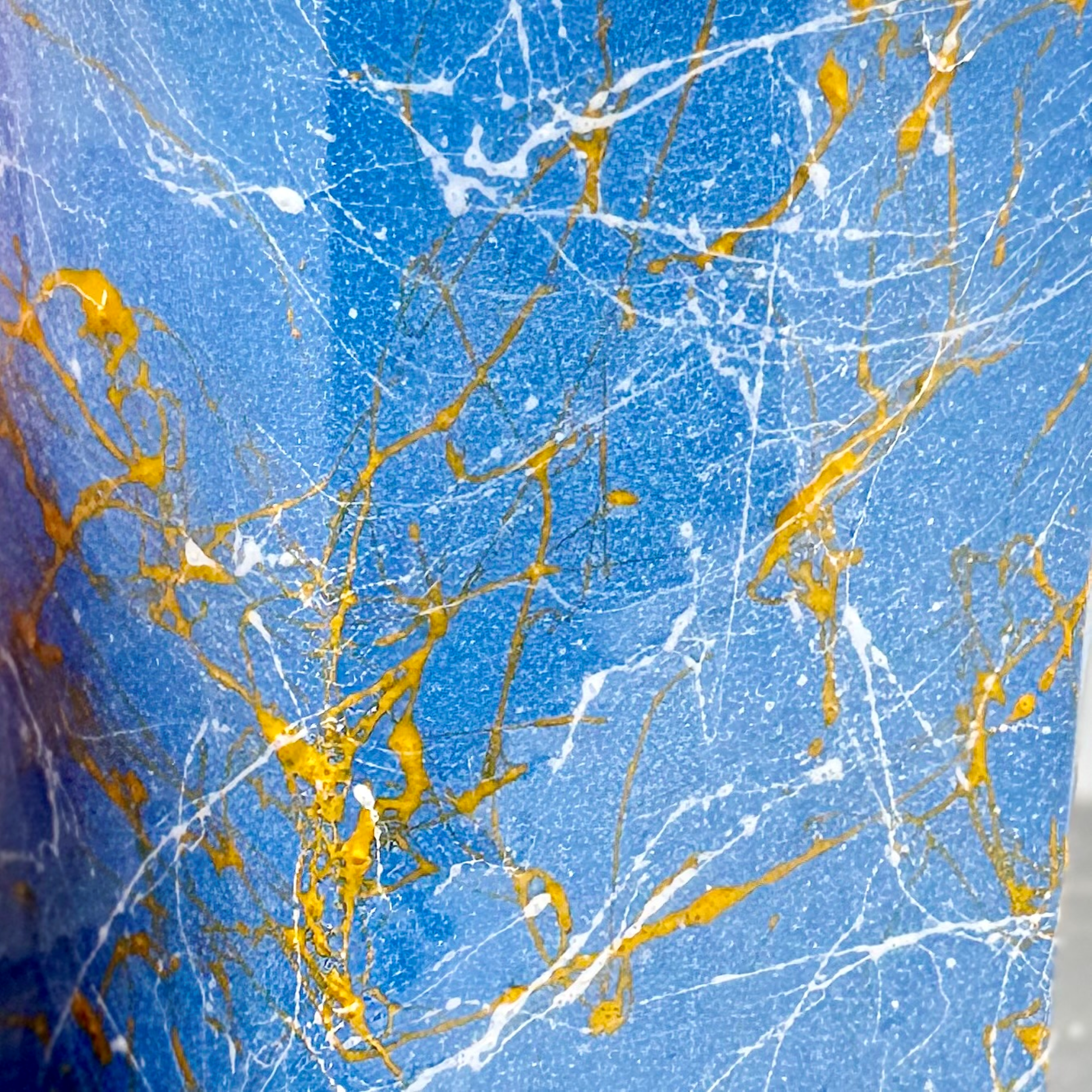 Spun-Blue Marbled Rock Glass