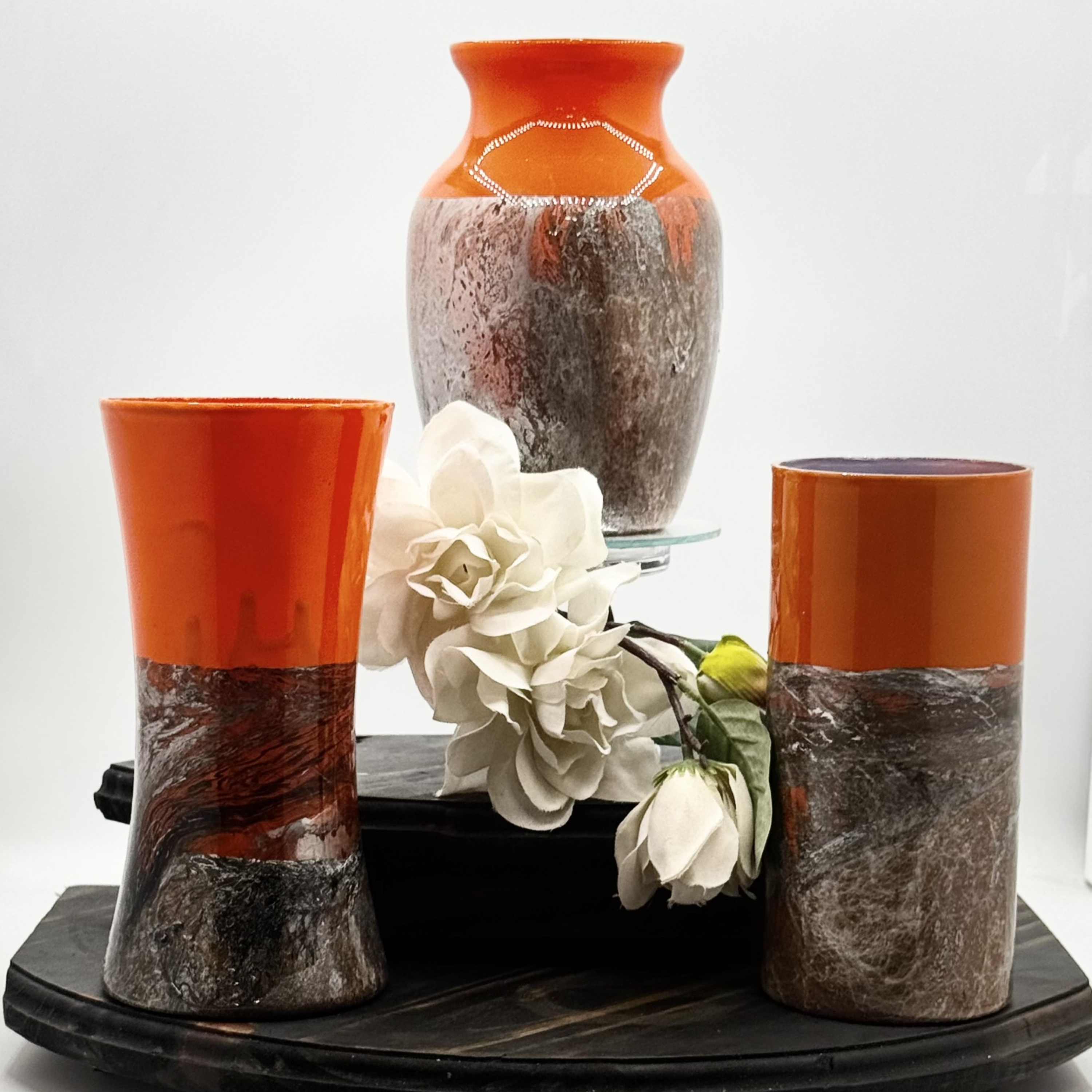 Sunset Marble Glass Vase Collection