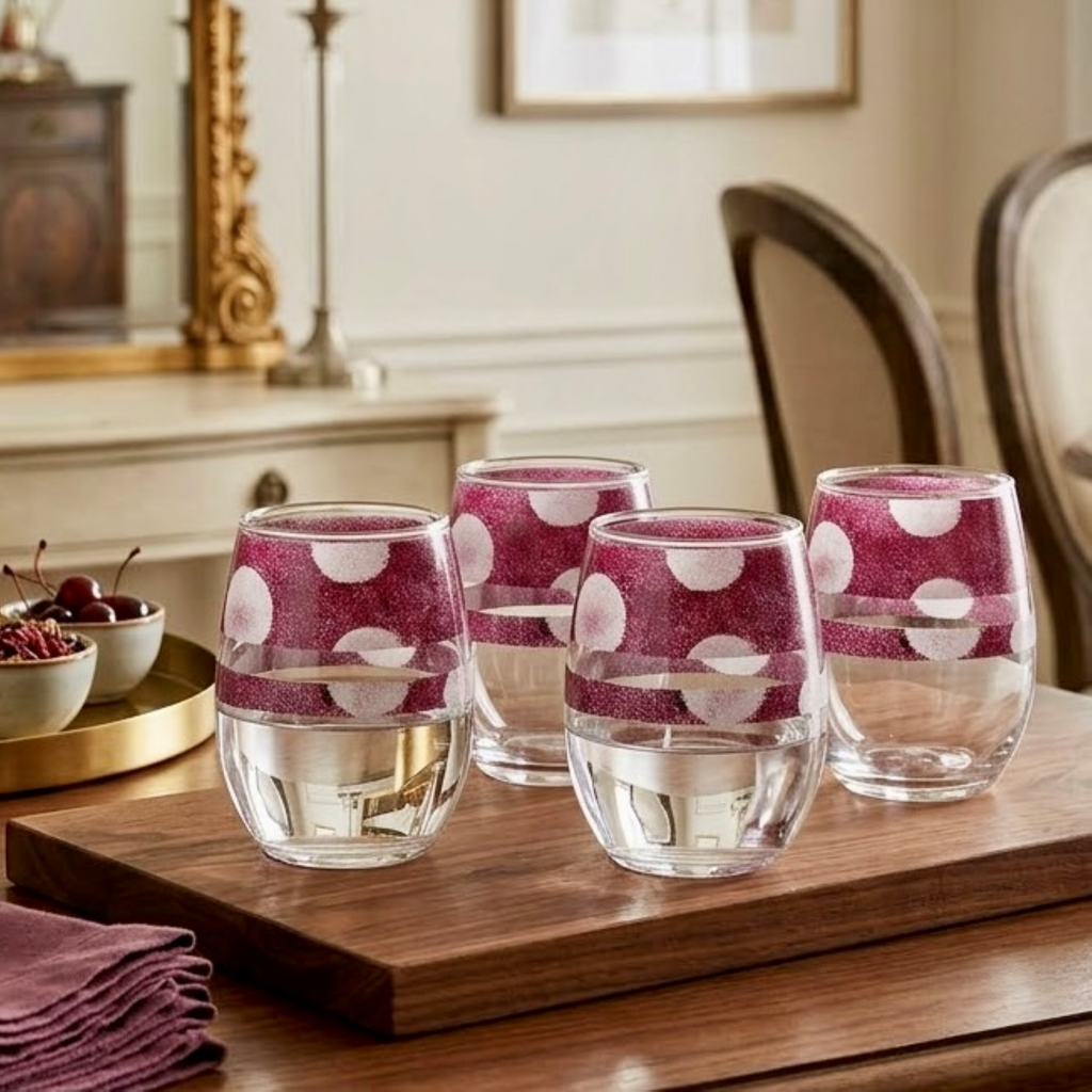 Textured Berry Stemless Wine Glass