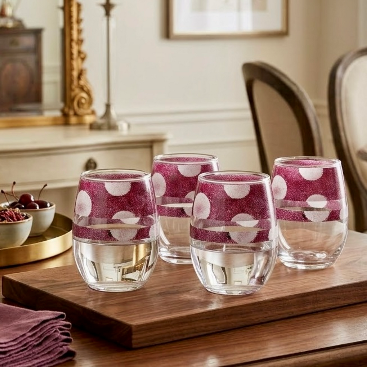 Textured Berry Stemless Wine Glass