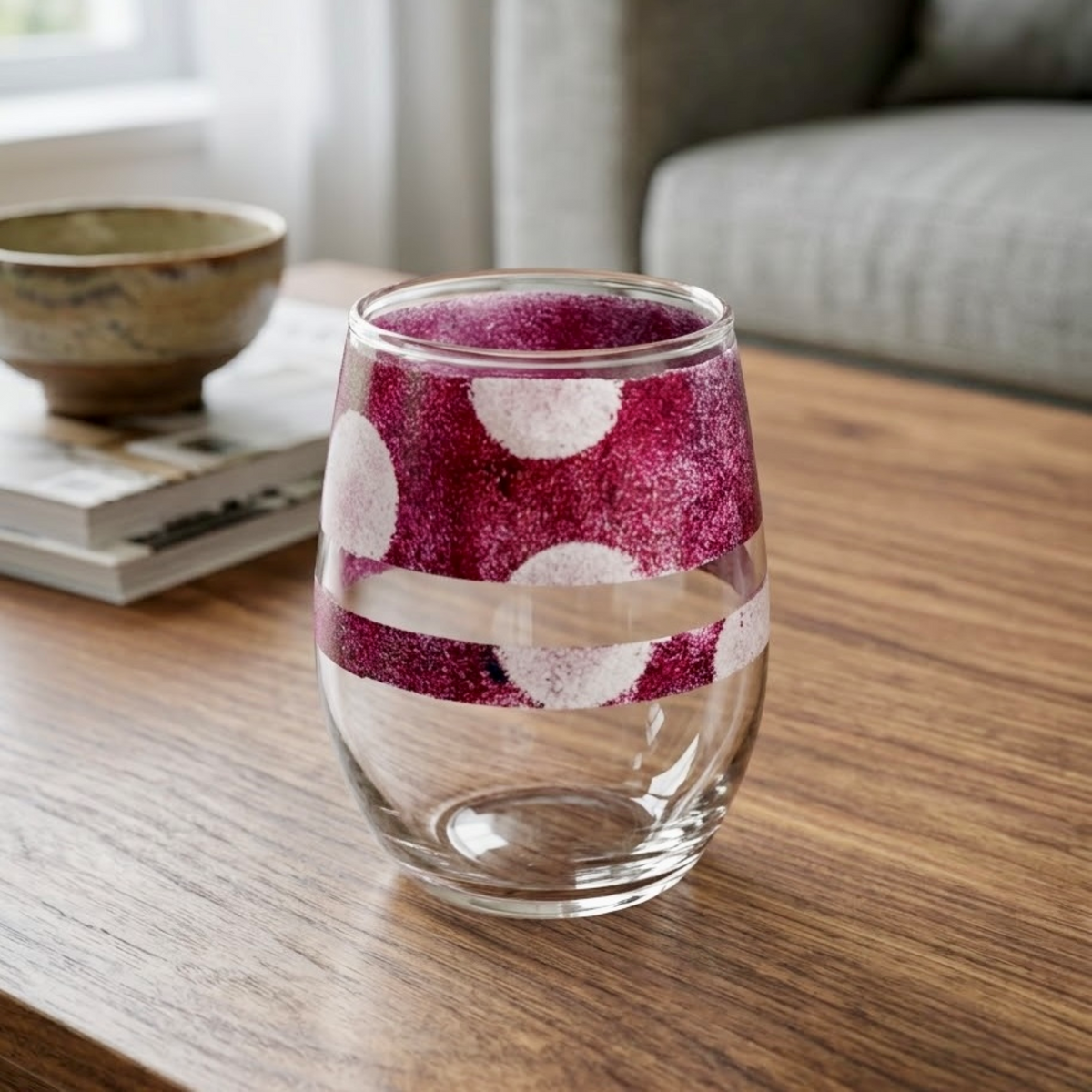 Textured Berry Stemless Wine Glass