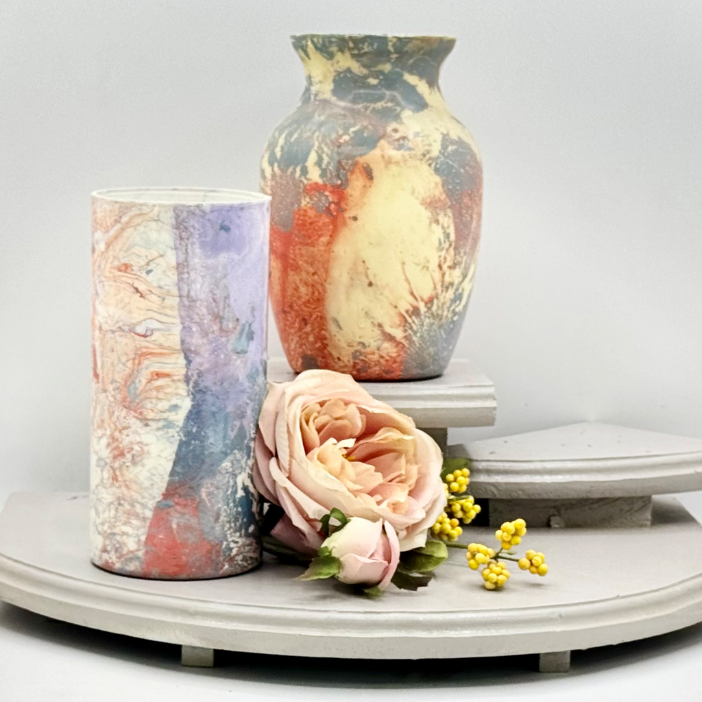 Veined Slate Glass Vase Collection