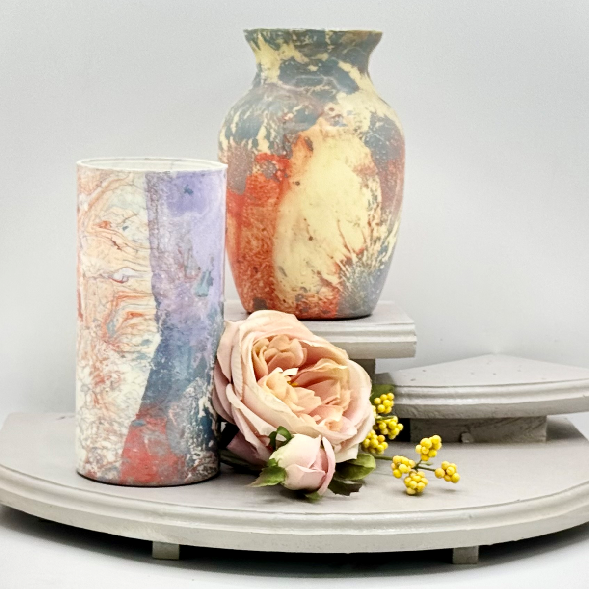 Veined Slate Glass Vase Collection