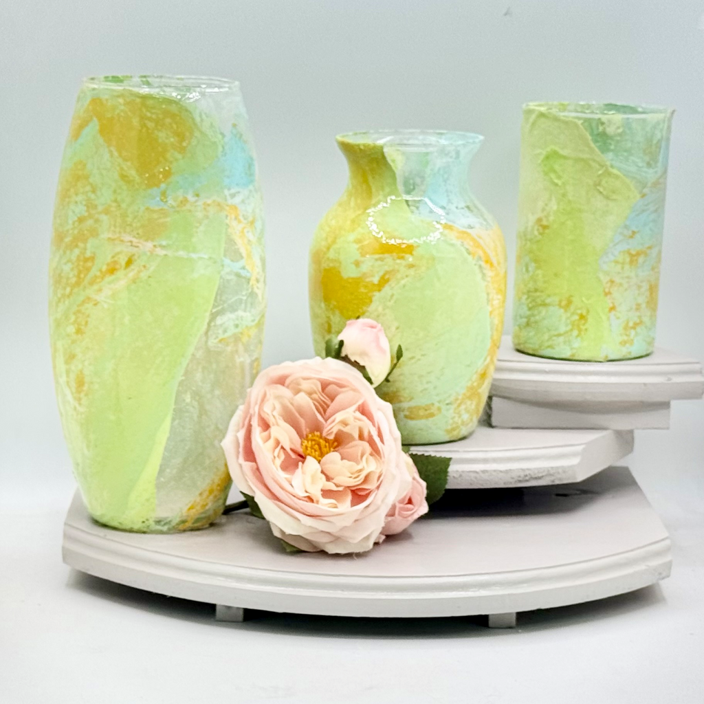 Verdant Agate Glass Vase Collection