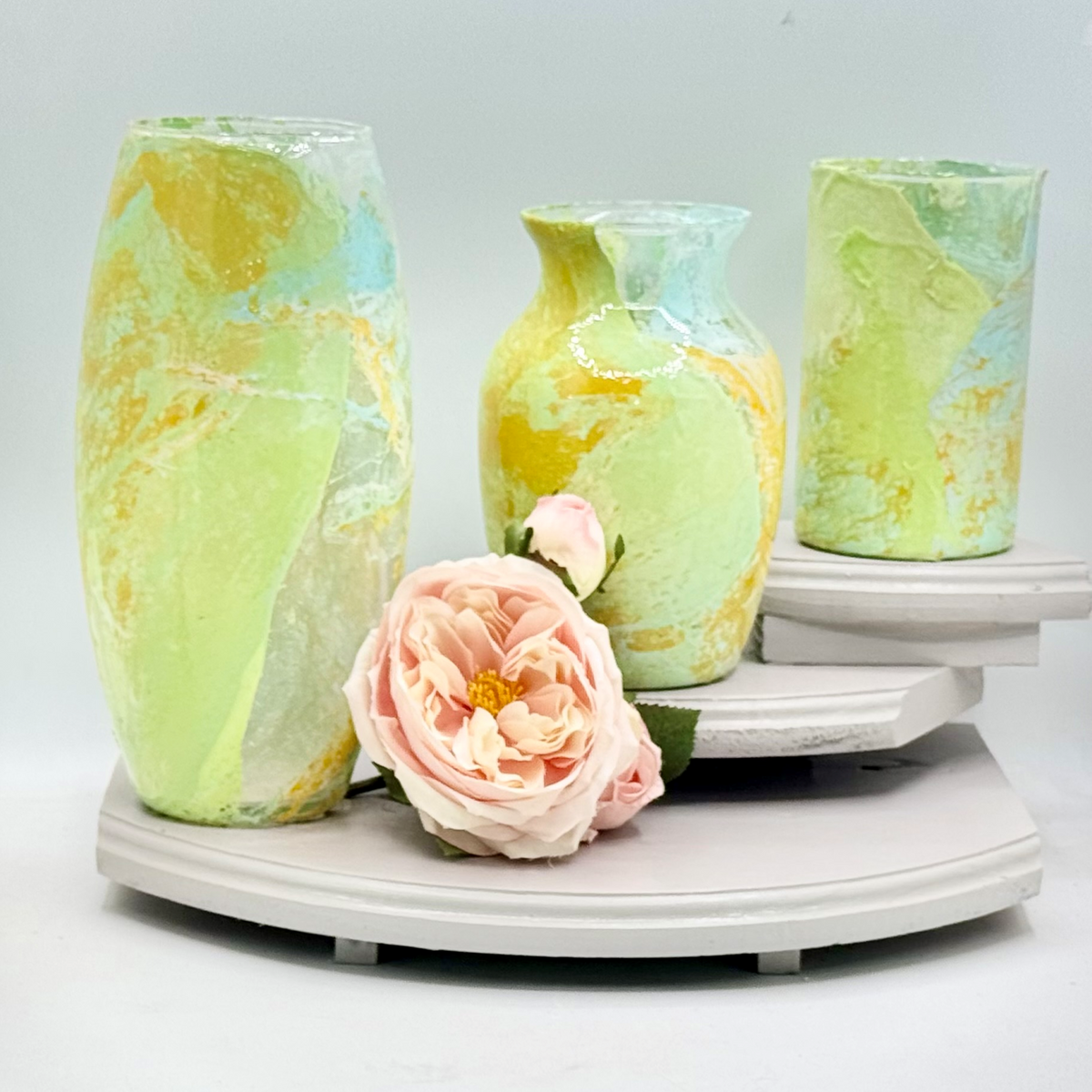 Verdant Agate Glass Vase Collection