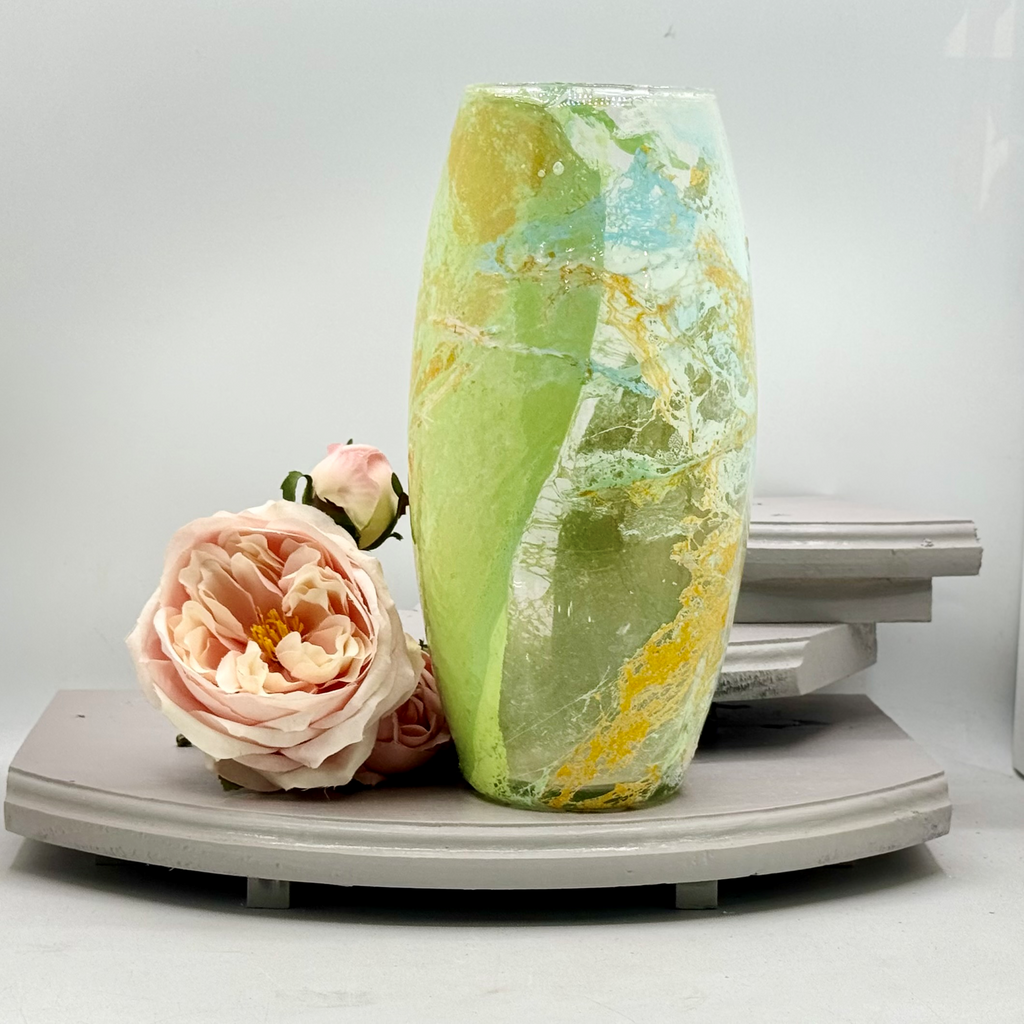 Verdant Agate Glass Vase Collection