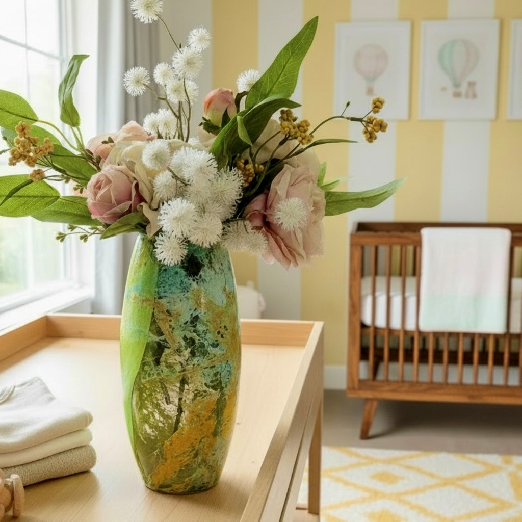 Verdant Agate Glass Vase Collection