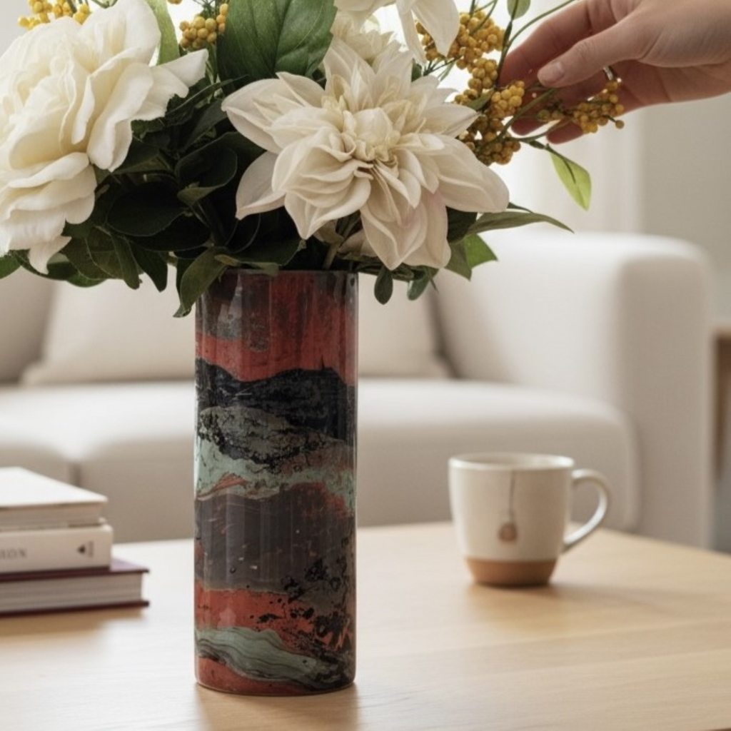Volcanic Coral Glass Vase Collection