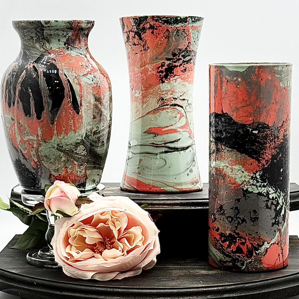 Volcanic Coral Glass Vase Collection