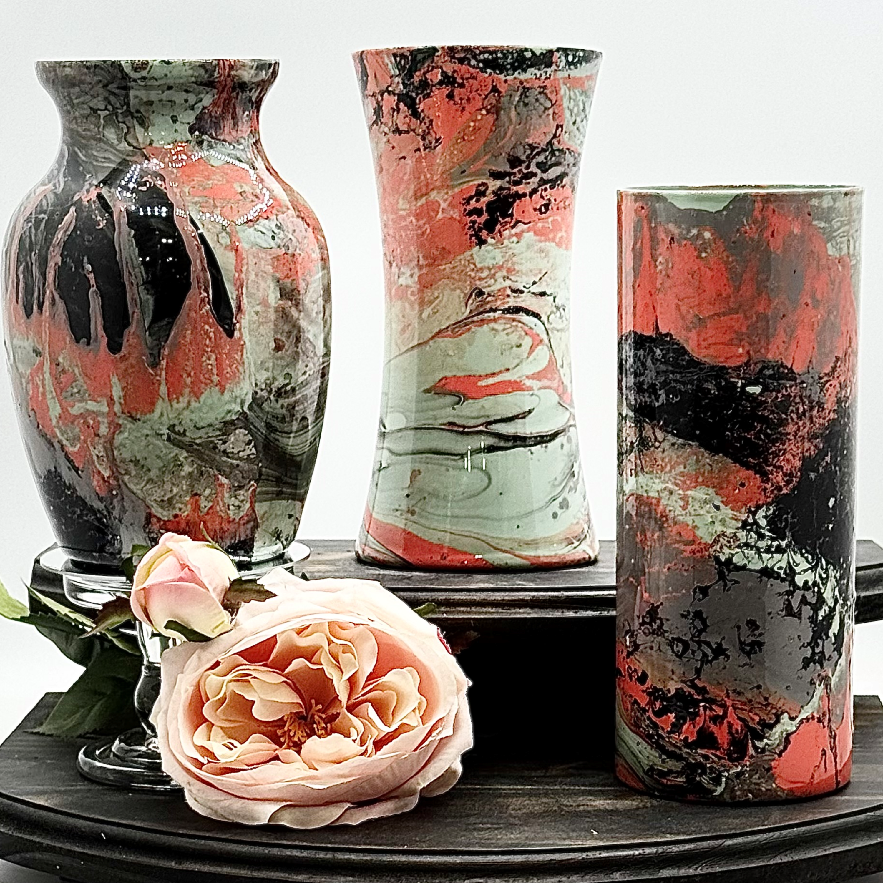 Volcanic Coral Glass Vase Collection